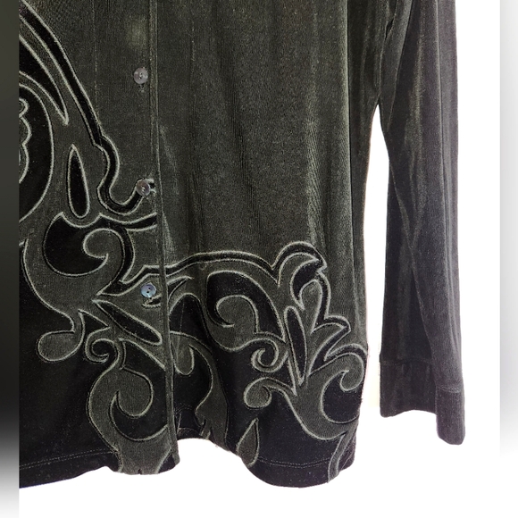 CHICOS Travelers Women’s Black Button Down Embroidered Jacket, Black, 2 - Picture 5 of 11